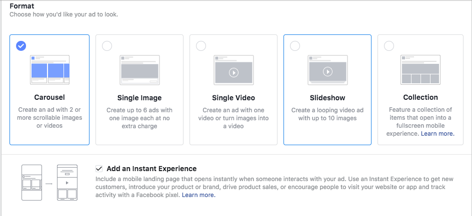 Facebook Instant Experiences: Set up